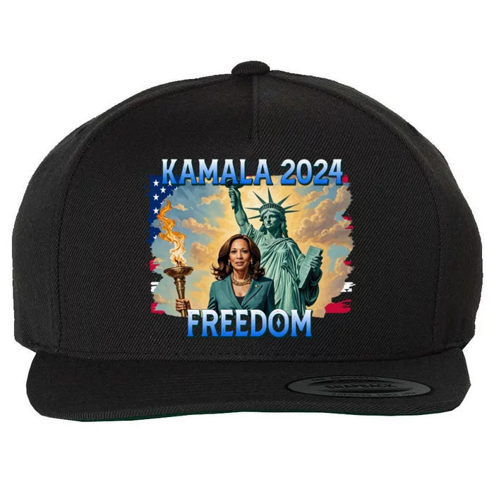 Kamala Harris Lady Liberty Freedom 2024 Wool Snapback Cap