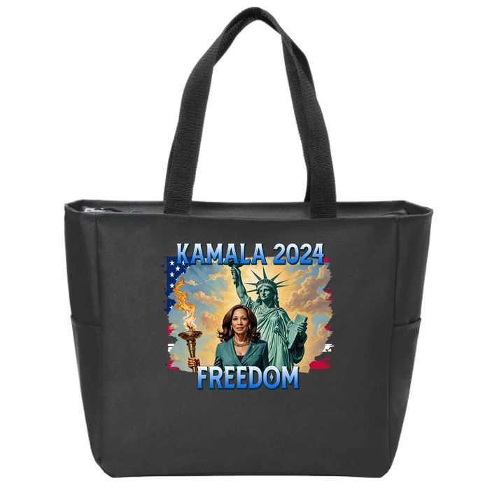 Kamala Harris Lady Liberty Freedom 2024 Zip Tote Bag