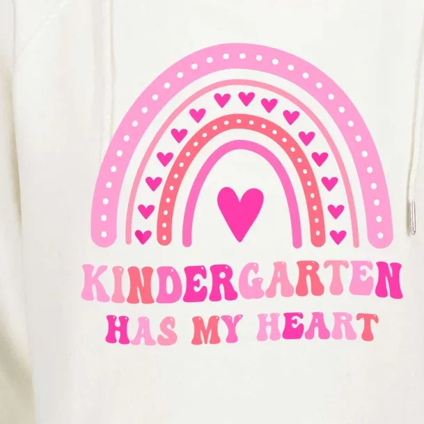 Kindergarten Has My Heart Rainbow Valentines Day Teacher Gift Womens Funnel Neck Pullover Hood