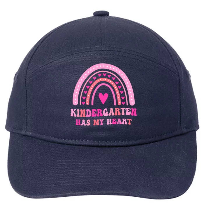 Kindergarten Has My Heart Rainbow Valentines Day Teacher Gift 7-Panel Snapback Hat