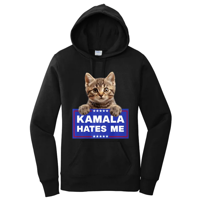 Kamala Hates Me Kamala Hate Cats Trump 2024 American Flag Women's Pullover Hoodie