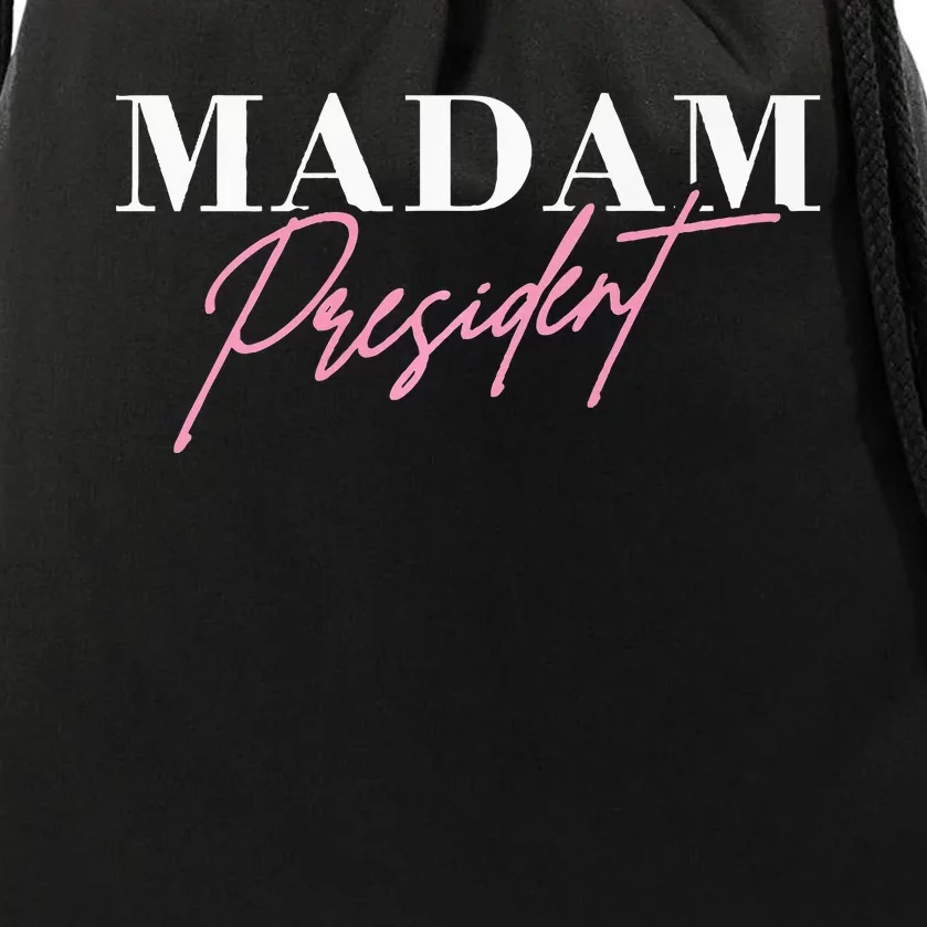 Kamala Harris Madam President Cursive Script Drawstring Bag