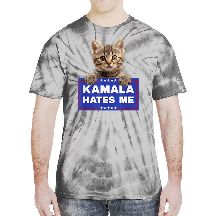 Kamala Hates Me Kamala Hate Cats Trump 2024 American Flag Tie-Dye T-Shirt