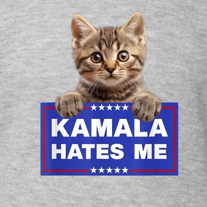 Kamala Hates Me Kamala Hate Cats Trump 2024 American Flag Toddler Sweatshirt