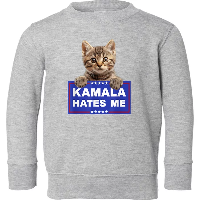 Kamala Hates Me Kamala Hate Cats Trump 2024 American Flag Toddler Sweatshirt