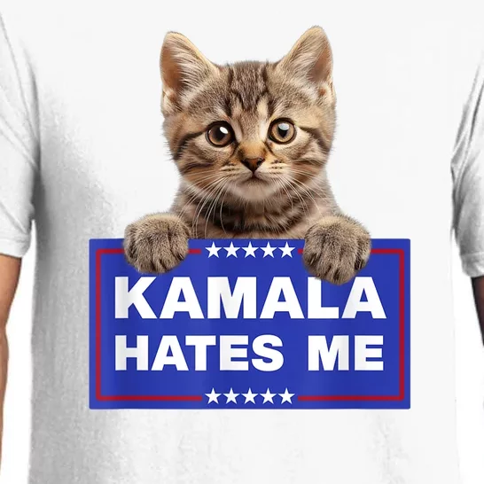 Kamala Hates Me Kamala Hate Cats Trump 2024 American Flag Pajama Set