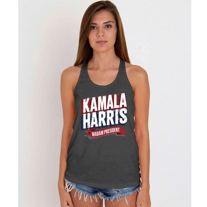 Kamala Harris Madam President Women's Knotted Racerback Tank