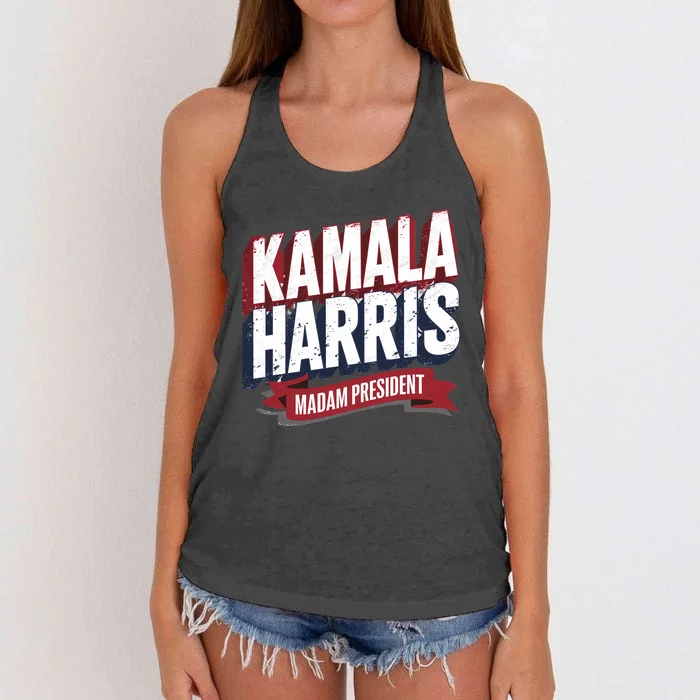 Kamala Harris Madam President Women's Knotted Racerback Tank