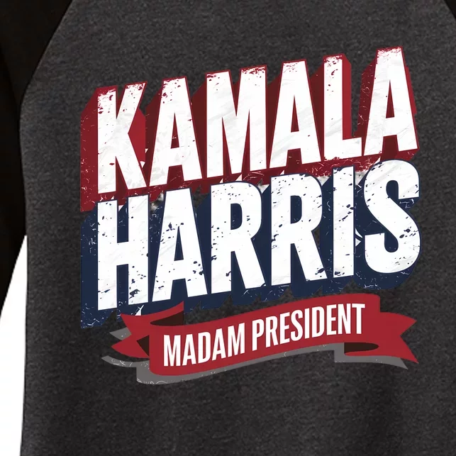 Kamala Harris Madam President Women's Tri-Blend 3/4-Sleeve Raglan Shirt