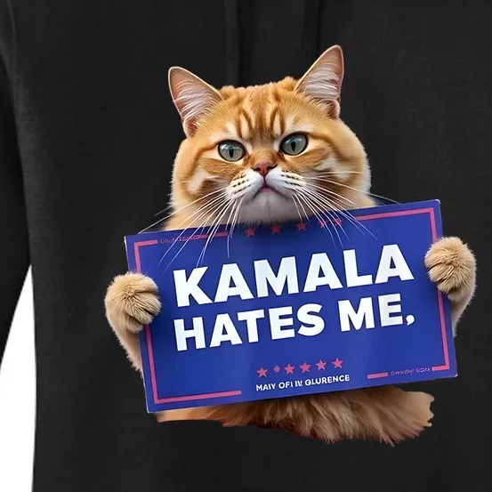 Kamala Hates Me Trump Republican Funny Cat Women's Pullover Hoodie