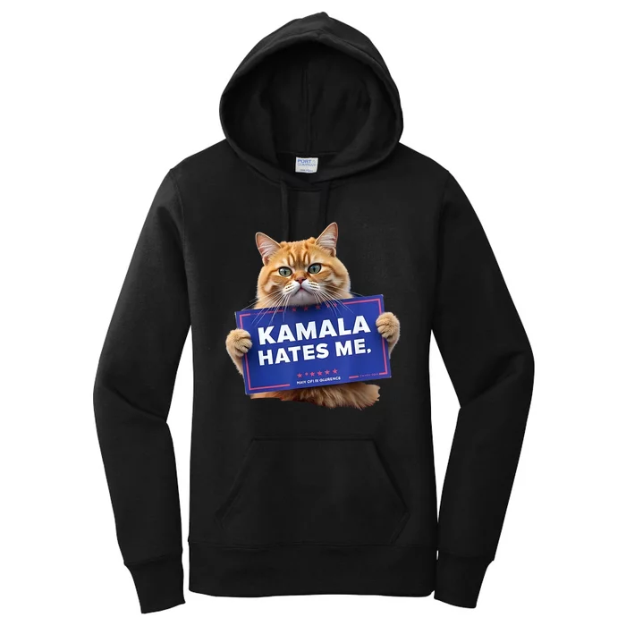 Kamala Hates Me Trump Republican Funny Cat Women's Pullover Hoodie