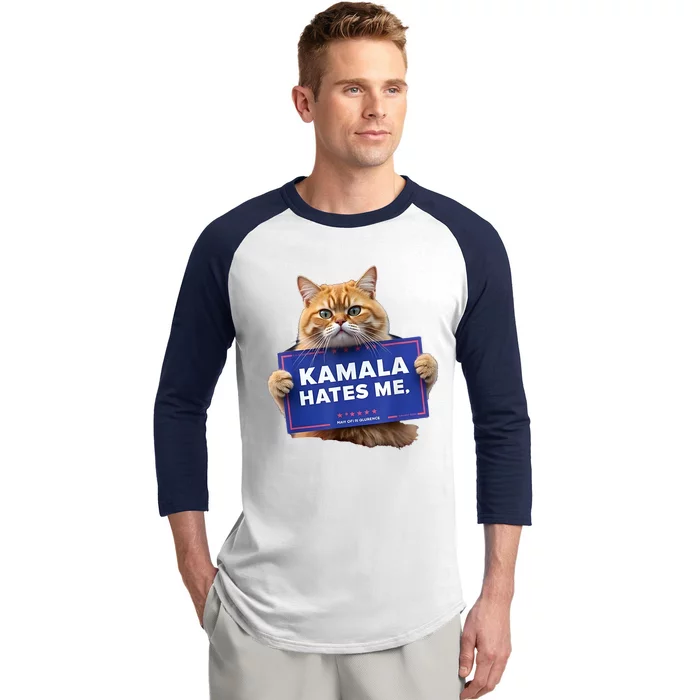 Kamala Hates Me Trump Republican Funny Cat Baseball Sleeve Shirt