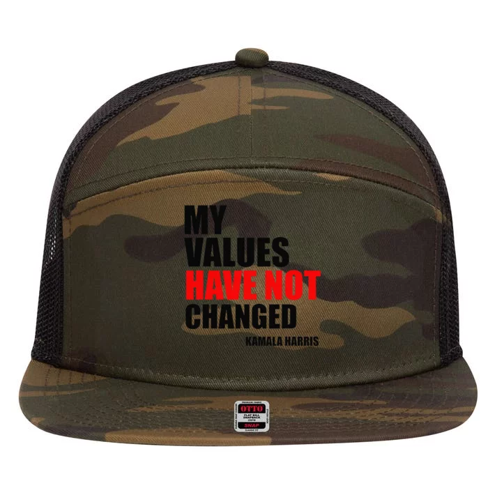 Kamala Harris My Values Have Not Changed 7 Panel Mesh Trucker Snapback Hat