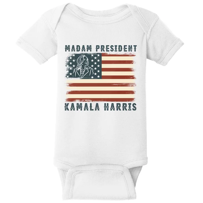 Kamala Harris Madam President 2024 Baby Bodysuit