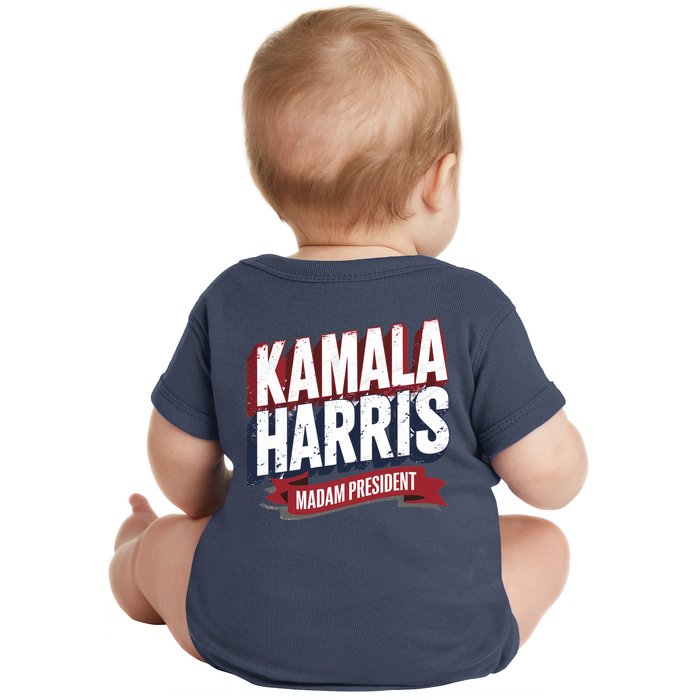 Kamala Harris Madam President Front And Back Front & Back Baby Bodysuit