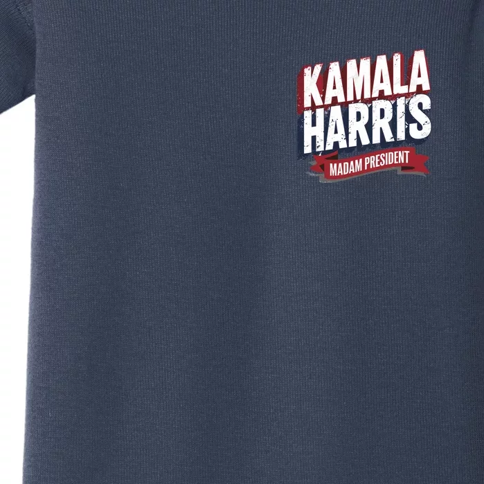 Kamala Harris Madam President Front And Back Front & Back Baby Bodysuit