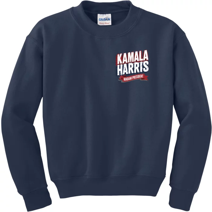 Kamala Harris Madam President Front And Back Front & Back Kids Sweatshirt