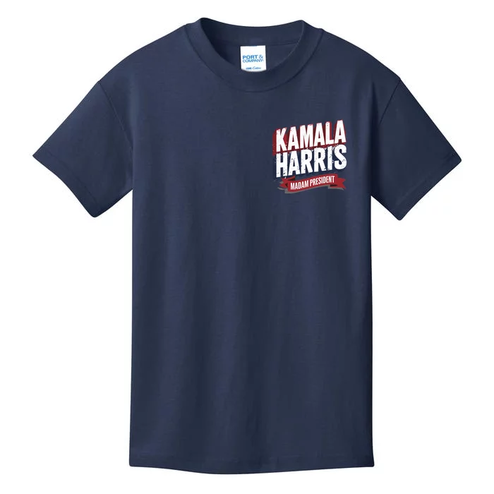 Kamala Harris Madam President Front And Back Front & Back Kids T-Shirt