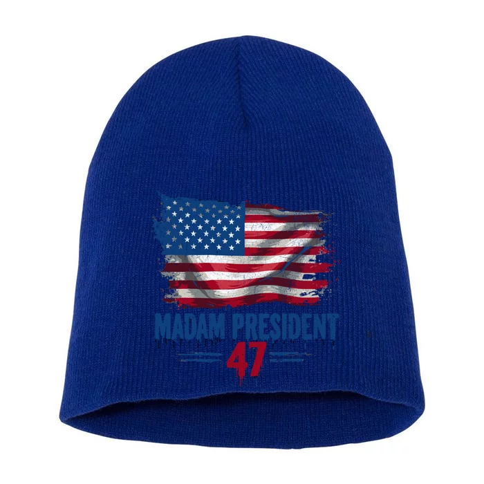 Kamala Harris Madam President 2024 Usa Flag Democratic Gift Short Acrylic Beanie