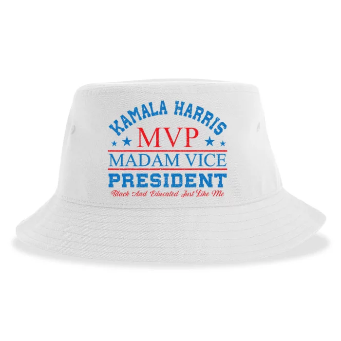 Kamala Harris Mvp Madam Vice President Black And Educated Sustainable Bucket Hat