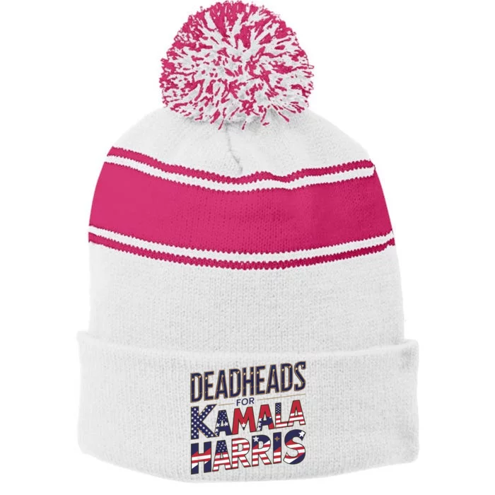 Kamala Harris My President 2024 Stripe Pom Pom Beanie