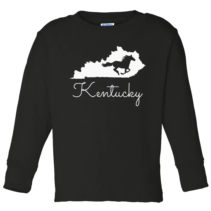 Kentucky Horse Map State Toddler Long Sleeve Shirt