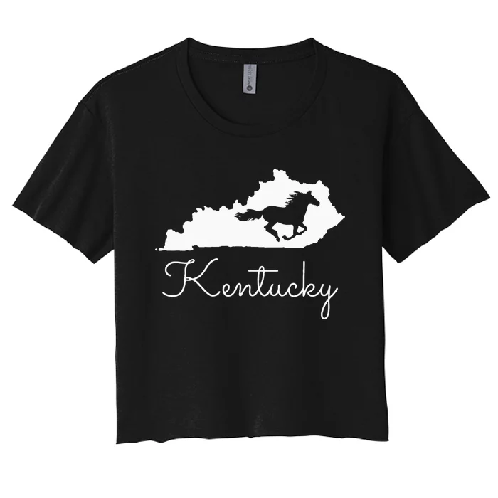 Kentucky Horse Map State Women's Crop Top Tee