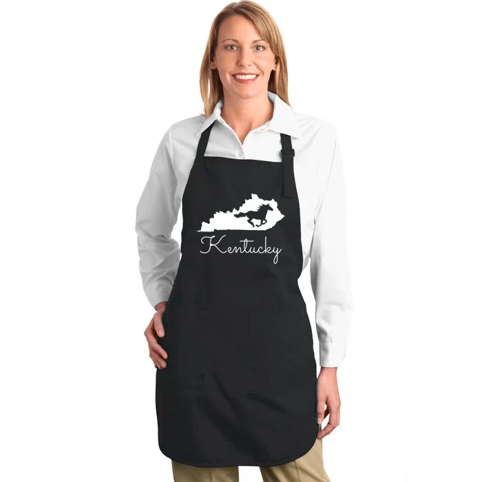 Kentucky Horse Map State Full-Length Apron With Pocket