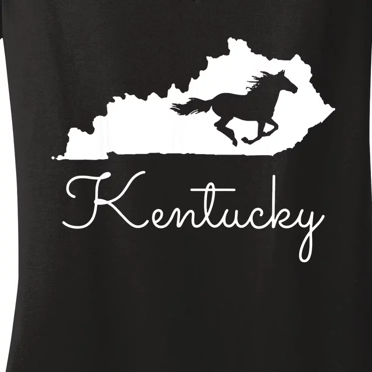 Kentucky Horse Map State Women's V-Neck T-Shirt