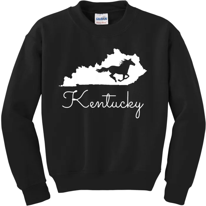 Kentucky Horse Map State Kids Sweatshirt