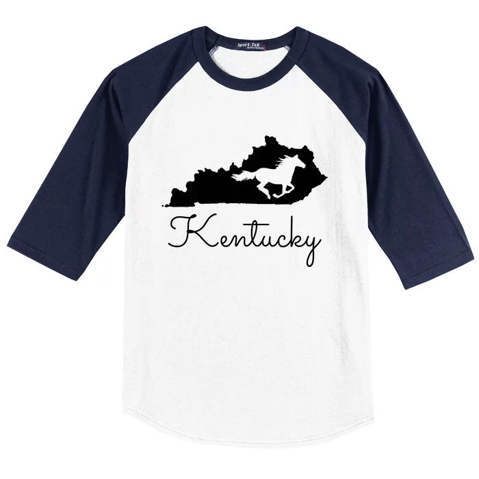 Kentucky Horse Map State Baseball Sleeve Shirt