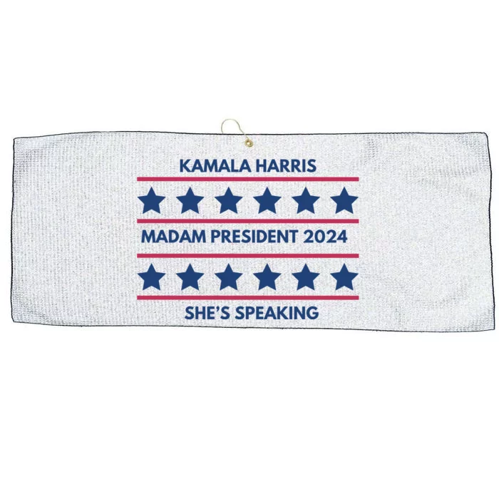 Kamala Harris Madam President 2024 SheS Speaking Large Microfiber Waffle Golf Towel