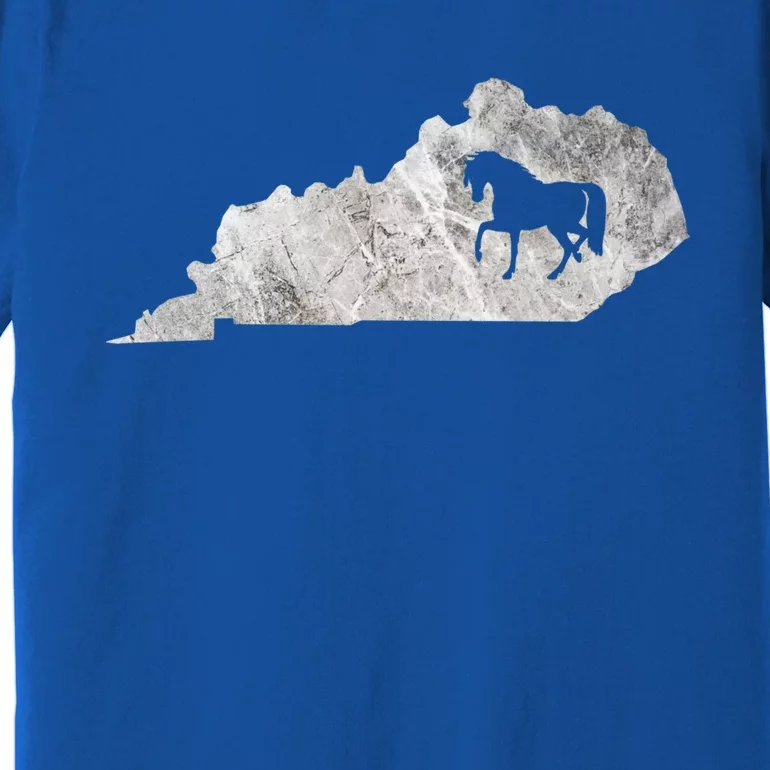 Kentucky Horse Map Horseback Riding Equestrian Racing Gift Premium T-Shirt