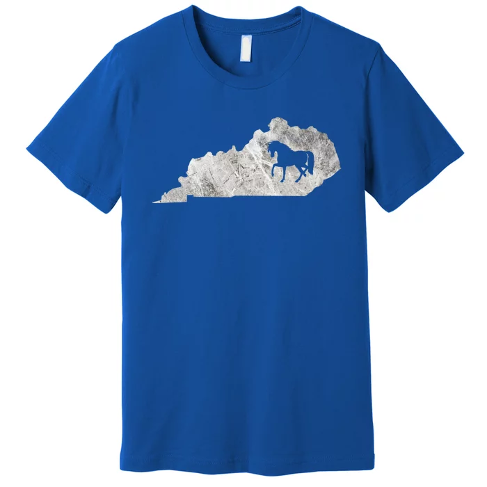 Kentucky Horse Map Horseback Riding Equestrian Racing Gift Premium T-Shirt