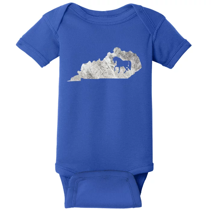 Kentucky Horse Map Horseback Riding Equestrian Racing Gift Baby Bodysuit