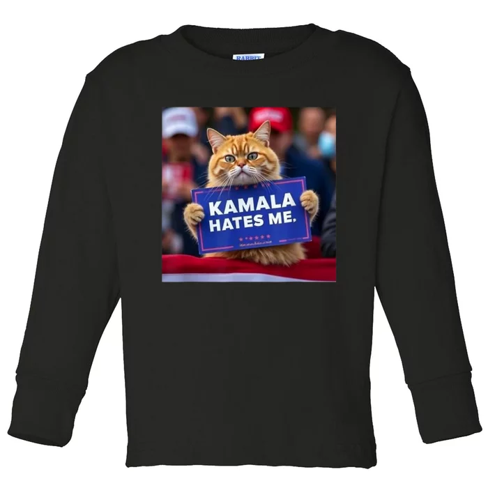 Kamala Hates Me Funny Political Saying Cat Lover Toddler Long Sleeve Shirt