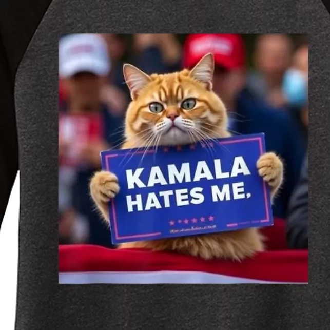 Kamala Hates Me Funny Political Saying Cat Lover Women's Tri-Blend 3/4-Sleeve Raglan Shirt