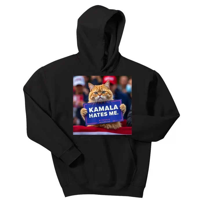 Kamala Hates Me Funny Political Saying Cat Lover Kids Hoodie