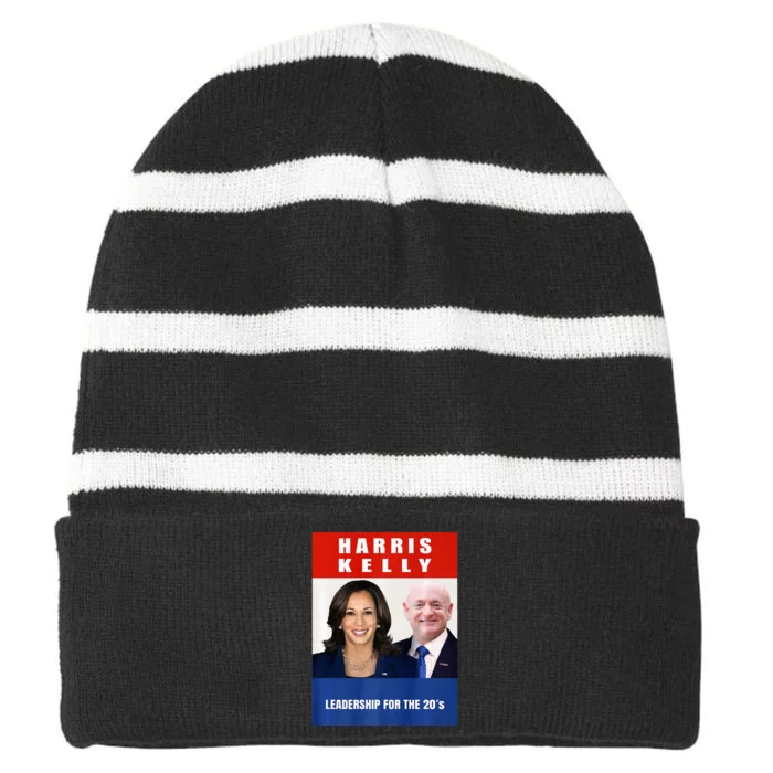 Kamala Harris Mark Kelly 2024 Harris Kelly 2024 Usa Election Striped Beanie with Solid Band