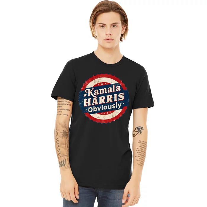 Kamala Harris Obviously Retro 2024 Election Badge Premium Premium T-Shirt