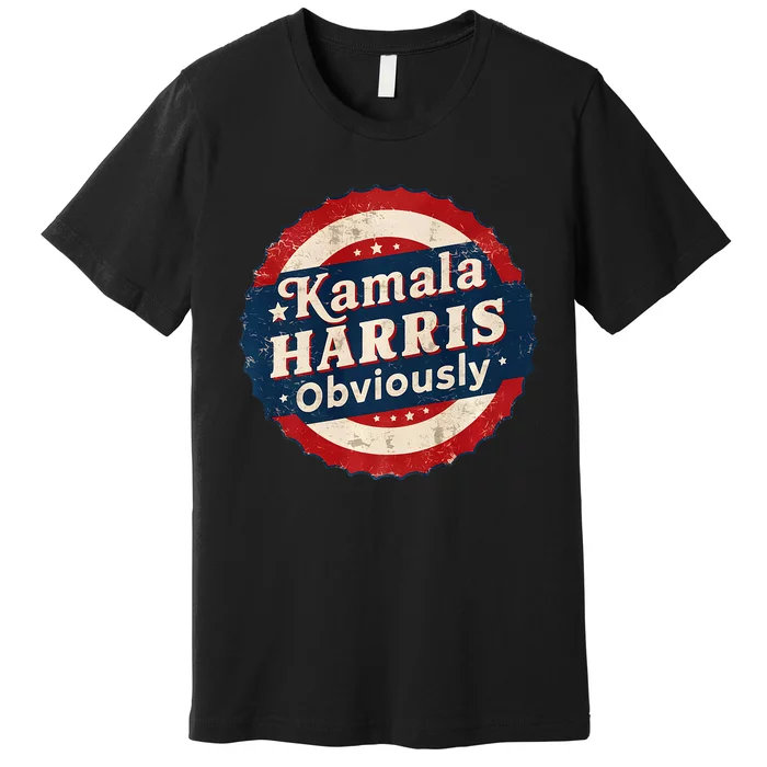 Kamala Harris Obviously Retro 2024 Election Badge Premium Premium T-Shirt