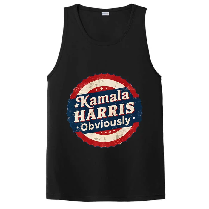 Kamala Harris Obviously Retro 2024 Election Badge Premium Performance Tank