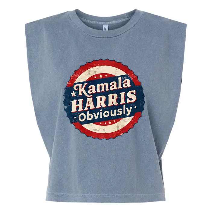 Kamala Harris Obviously Retro 2024 Election Badge Premium Garment-Dyed Women's Muscle Tee