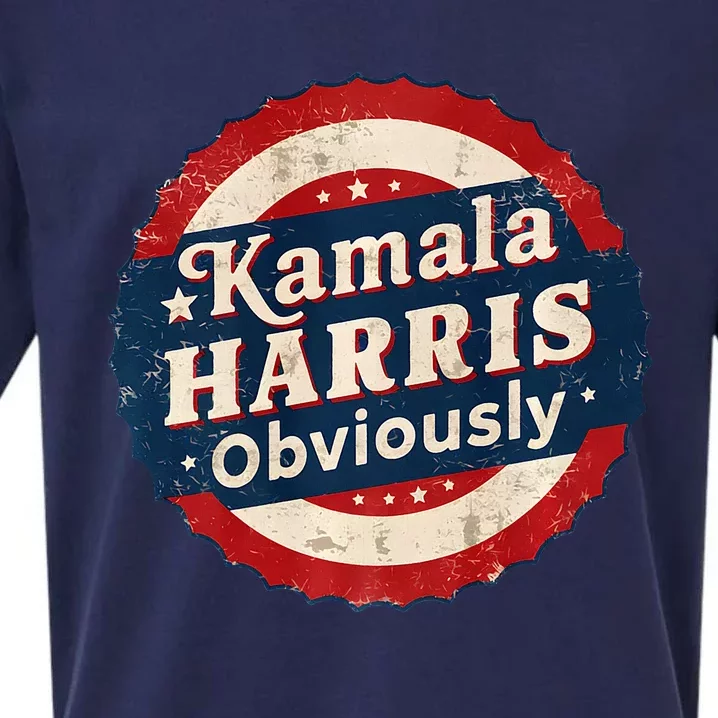 Kamala Harris Obviously Retro 2024 Election Badge Premium Sueded Cloud Jersey T-Shirt