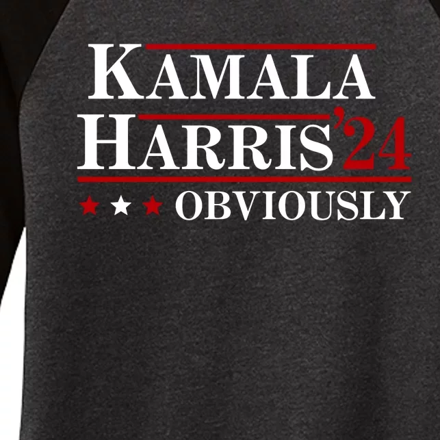 Kamala Harris Obviously 2024 Women's Tri-Blend 3/4-Sleeve Raglan Shirt