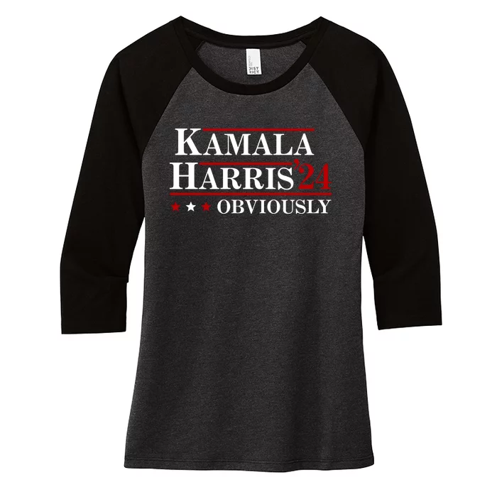 Kamala Harris Obviously 2024 Women's Tri-Blend 3/4-Sleeve Raglan Shirt