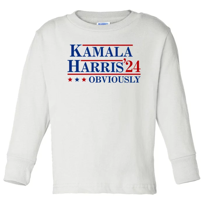 Kamala Harris Obviously 2024 Toddler Long Sleeve Shirt