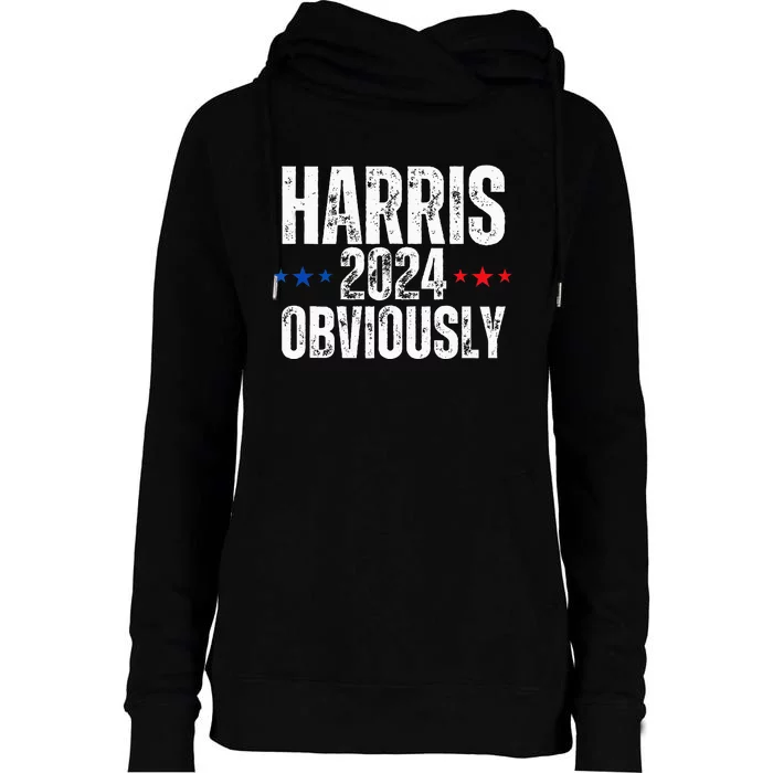 Kamala Harris Obviously A Vote For President 2024 Womens Funnel Neck Pullover Hood