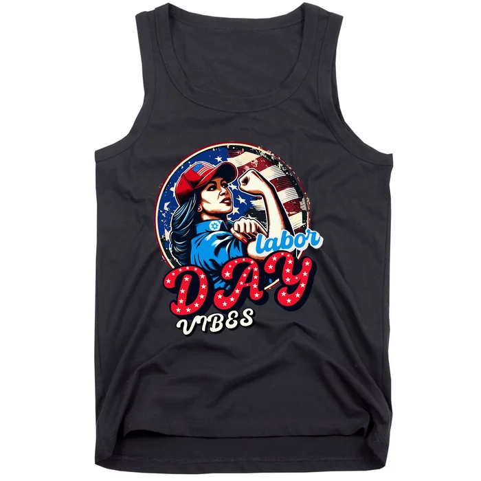 Kamala Harris President Happy Labor Day Vibes American Flag Tank Top