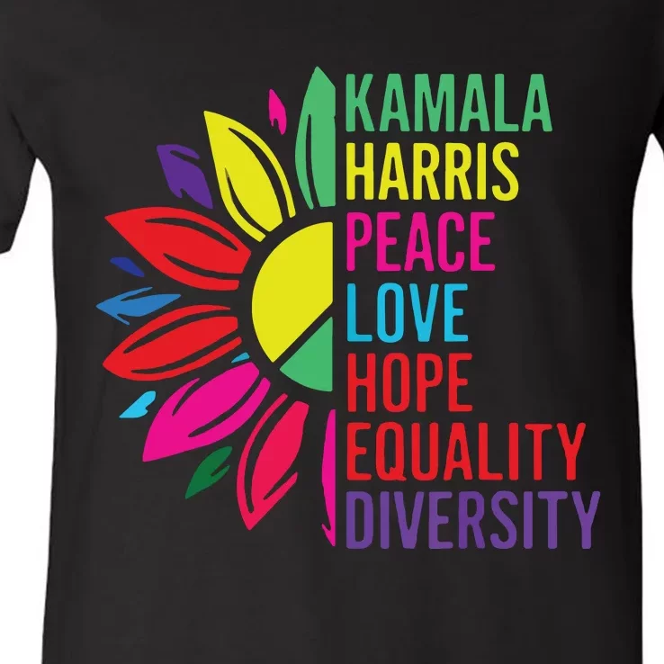 Kamala Harris Peace Love Equality Hope Diversity V-Neck T-Shirt